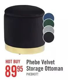 The Brick Phebe velvet storage ottoman - black offer