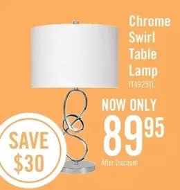 The Brick Chrome swirl table lamp offer