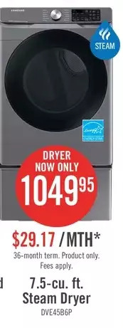 The Brick Samsung 7.5 cu. ft. smart electric dryer - dve45b6305p/ac offer