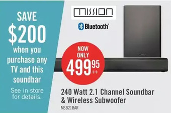 The Brick Mission soundbar with wireless subwoofer - msb21 offer