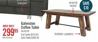 The Brick Galveston coffee table with hidden casters offer