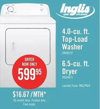 The Brick Inglis 6.5 cu. ft. electric dryer with automatic drying control – yied4671ew offer