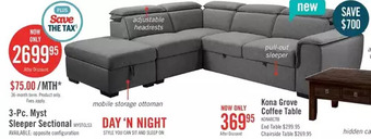 The Brick Myst 3-piece left-facing linen-look fabric sleeper sectional - ash offer