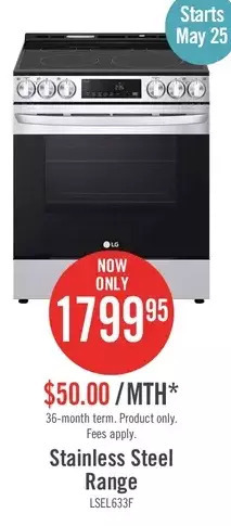 The Brick Lg 6.3 cu. ft. smart electric range with air fry - lsel6333f offer