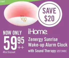 The Brick Ihome zenergy sunrise wake-up alarm clock with sound therapy - izbt110wft offer