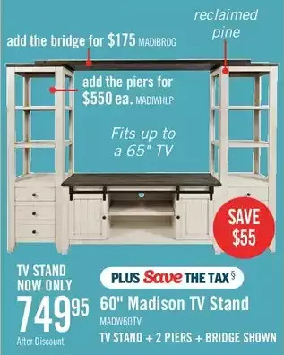 The Brick Madison 60 barn door tv stand – white offer