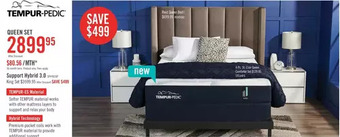 The Brick Tempur®-support 3.0 medium hybrid queen mattress set offer