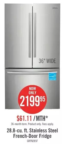 The Brick Frigidaire gallery 28.8 cu. ft. french-door refrigerator - grfn2853af offer
