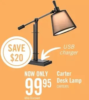 The Brick Carter desk/task lamp with usb port offer