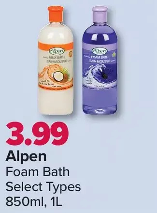 PharmaChoice Alpen foam bath offer