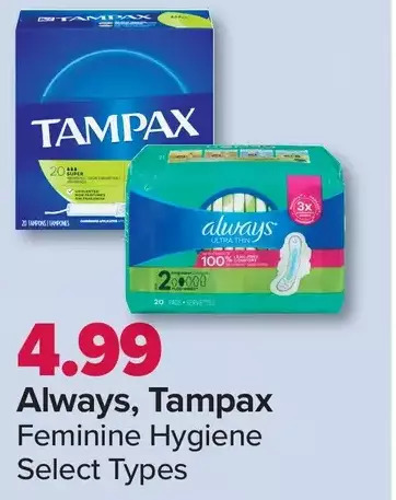PharmaChoice Always, tampax feminine hygiene offer