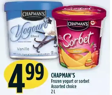 Marché Adonis Chapman's frozen yogurt or sorbet offer