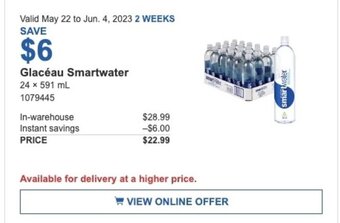 Costco Glacéau Smartwater offer