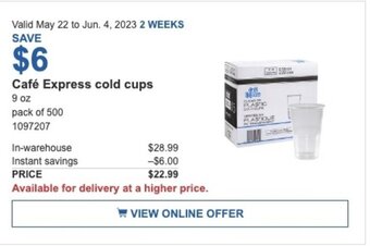 Costco Café Express cold cups offer