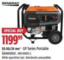 Canadian Tire GENERAC GP Series Portable Generator. 499-0900-2. offer