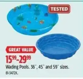 Canadian Tire TESTED GREAT VALUE Wading Pools. 36", 45" and 59" sizes. offer