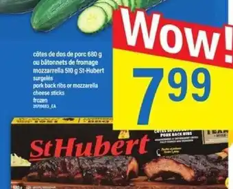 Maxi St-Hubert côtes de dos de porc 680 g ou bâtonnets de fromage mozzarrella 510g offer