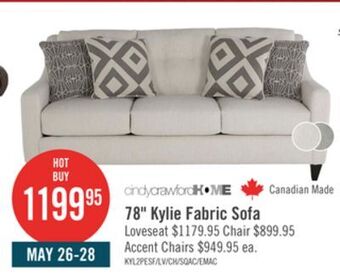 The Brick Kylie linen-look fabric sofa - zeus pearl offer
