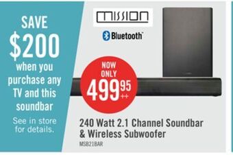 The Brick Mission soundbar with wireless subwoofer - msb21 offer