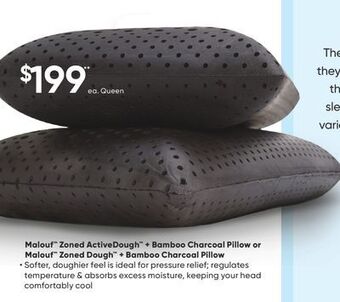 Sleep Country Malouf™ zoned activedough™ + bamboo charcoal pillow or malouf™ zoned dough™ + bamboo charcoal pillow offer