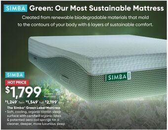 Sleep Country The simba green label mattress offer