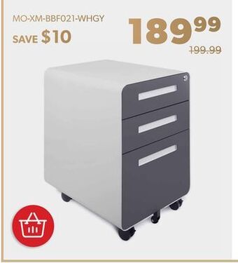 3-drawer mobile steel pedestal file cabinet with lock, round edge - moustache® - white & gray