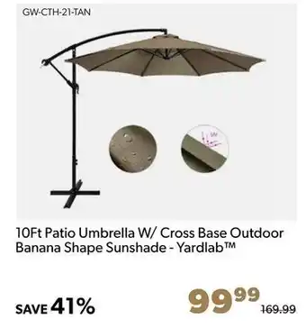 Shopper+ 10ft patio umbrella w/ cross base outdoor banana shape sunshade - yardlab offer