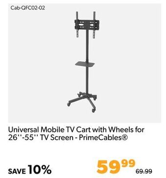 Shopper+ Universal mobile tv cart with wheels for 26''-55'' tv screen - primecables® offer