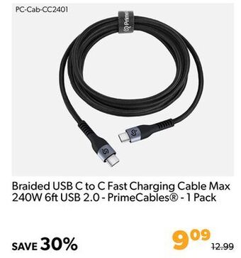 Shopper+ Braided usb c to c fast charging cable max 240w 6ftusb 2.0 - primecables® - 1 pack offer
