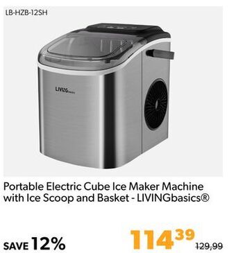 Shopper+ Portable electric cube ice maker machine with ice scoop and basket - livingbasics offer