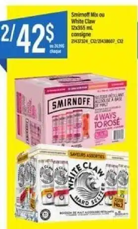 Maxi Smirnoff Mix ou White Claw 12x355mL offer