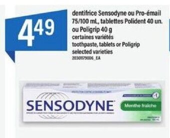 Maxi dentifrice Sensodyne ou Pro-émail 75/100 ml, tablettes Polident 40 un. ou Poligrip 40 g offer