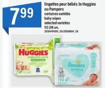 Maxi lingettes pour bébés 3x Huggies ou Pampers 112-216 un offer