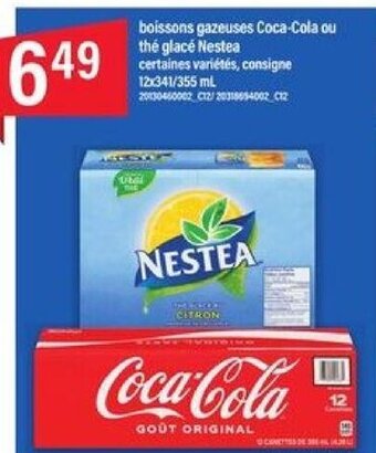 Maxi boissons gazeuses Coca-Cola ou thé glacé Nestea 12x341/355 ml offer