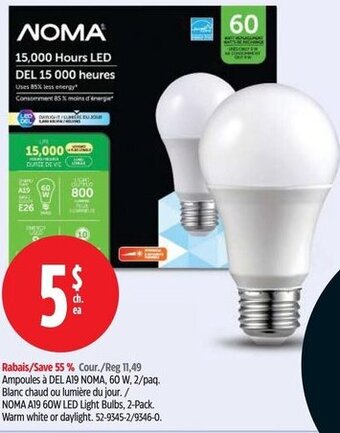 Canadian Tire NOMA A19 60W LED Lights Bulbs offer