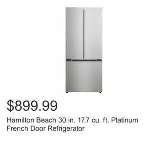 Costco Hamilton beach 30 in. 17.7 cu. ft. platinum french door refrigerator offer