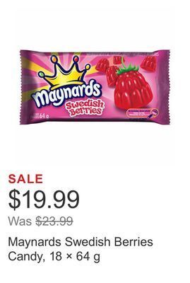 Costco Maynards swedish berries candy, 18 × 64 g offer