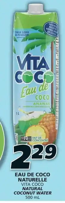 IGA VITA COCO NATURAL COCONUT WATER 500 mL offer