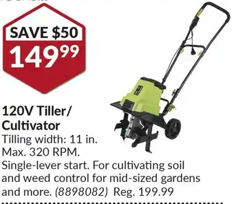 Princess Auto 120V Tiller/ Cultivator Tilling width: 11 in. Max. 320 RPM. offer