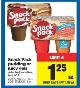 Real Canadian Superstore Snack pack pudding or juicy gels offer