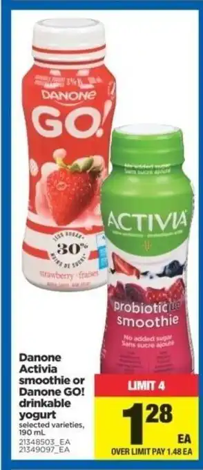 Real Canadian Superstore Danone activia smoothie or danone go! drinkable yogurt offer