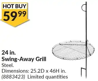 Princess Auto 24 in. Swing-Away Grill Steel. Dimensions: 25.2D x 46H in offer