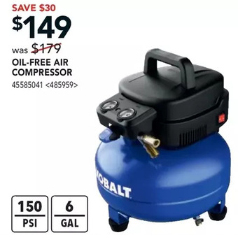Lowe's Kobalt oil-free air compressor offer