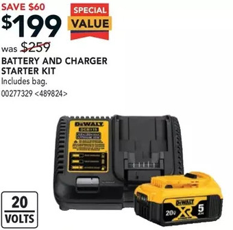 Lowe's Dewalt battery and charger starter kit offer