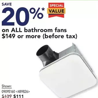 Lowe's Bathroom fans offer