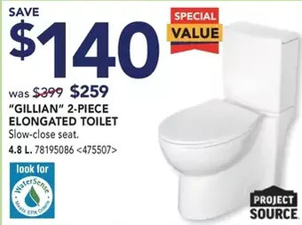 Lowe's Project source gillian 2-piece elongated toilet offer