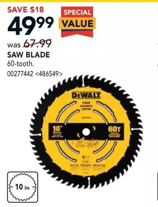 Lowe's Dewalt saw blade offer