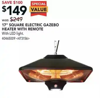Lowe's 17 square electric gazebo heater with remote offer