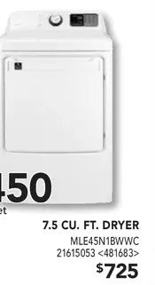 Lowe's Midea 7.5 cu. ft. dryer offer