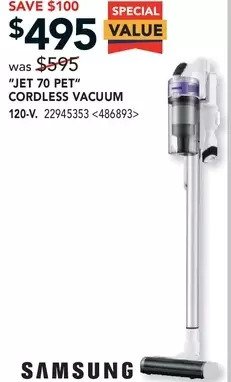 Lowe's Samsung jet 70 pet cordless vacuum offer